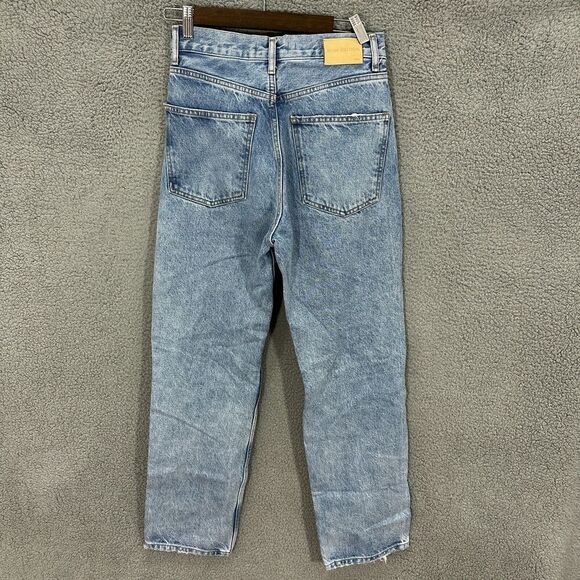 Mango mng Jeans Womens 4 Selina Button Fly Wide Leg Light Wash Distressed Boho - Picture 2 of 11